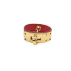 Hermes Scarf Ring Kelly Gold Red Leather