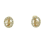 Christian Dior Logo Earrings GP Rhinestone