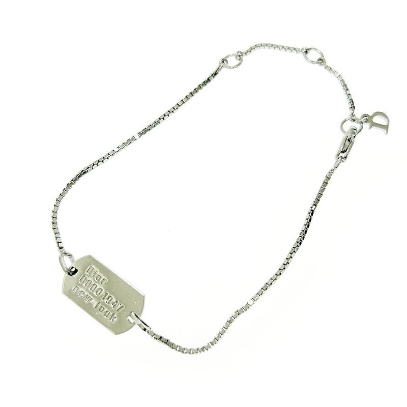 Christian Dior Dog Tag Plate Bracelet Silver — view 2