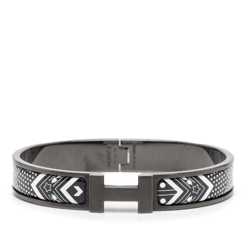 Hermes Click HH Bandana Black White Metal