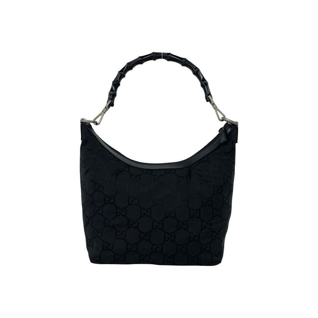 Gucci Bamboo GG Logo Nylon Leather Mini Tote Shoulder Bag Black — view 3