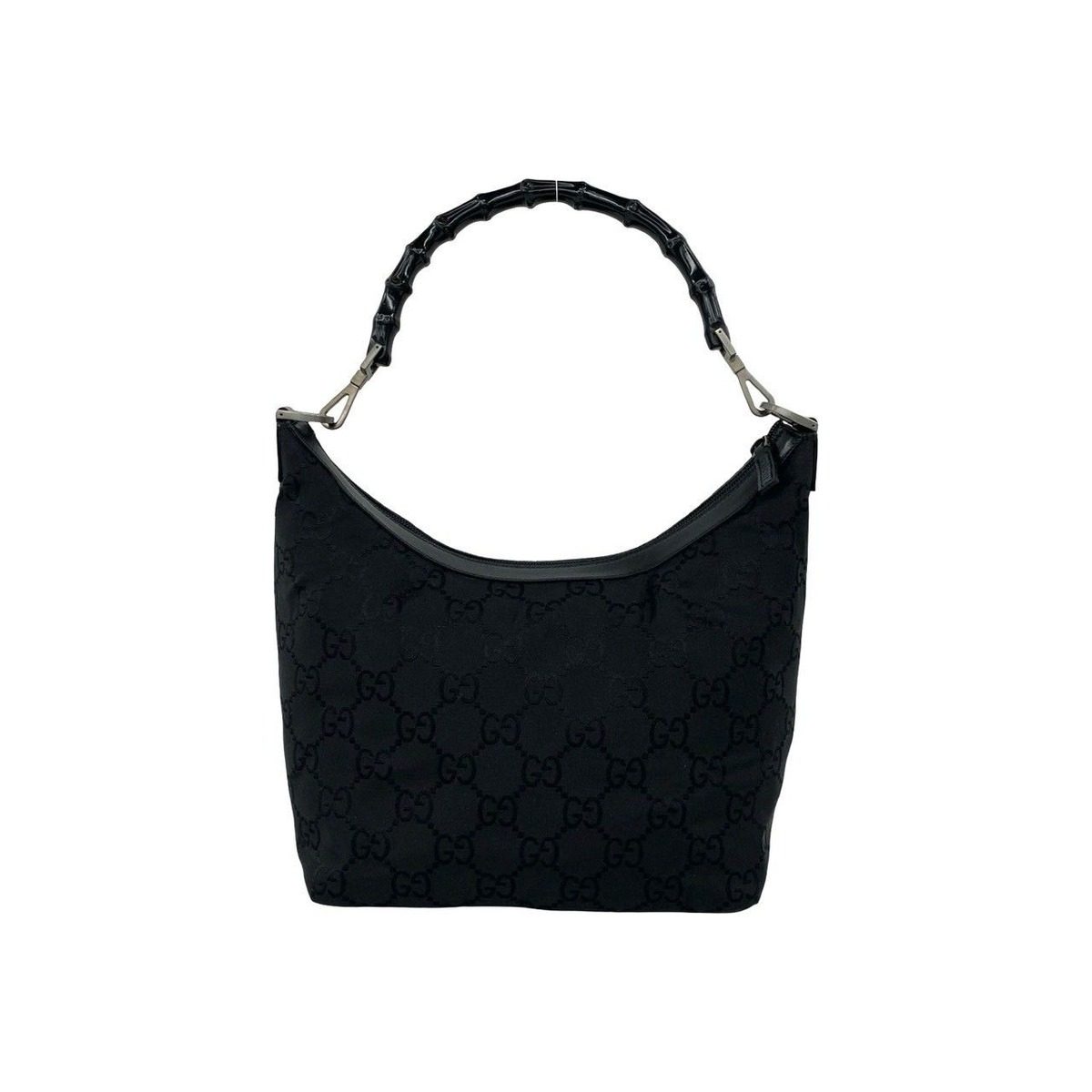Gucci Bamboo GG Logo Nylon Leather Mini Tote Shoulder Bag Black — view 3