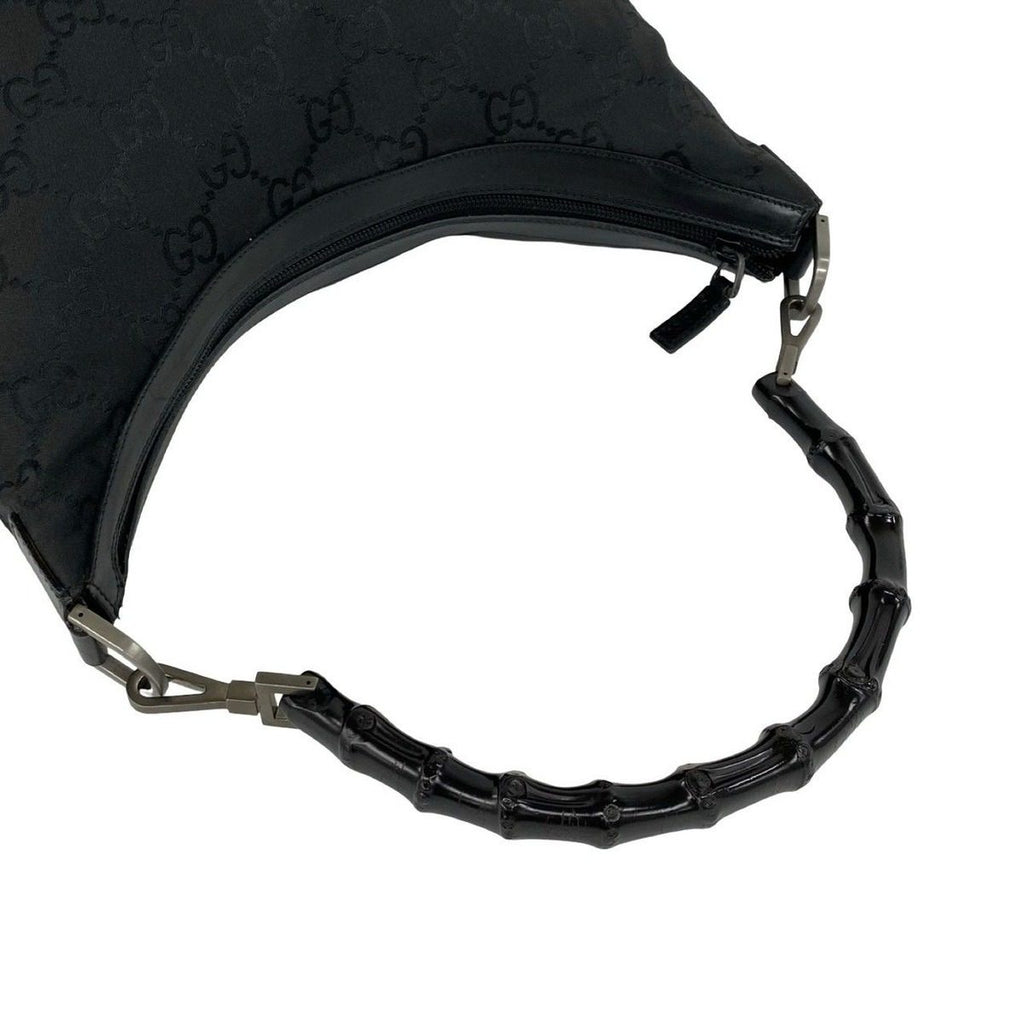 Gucci Bamboo GG Logo Nylon Leather Mini Tote Shoulder Bag Black — view 4