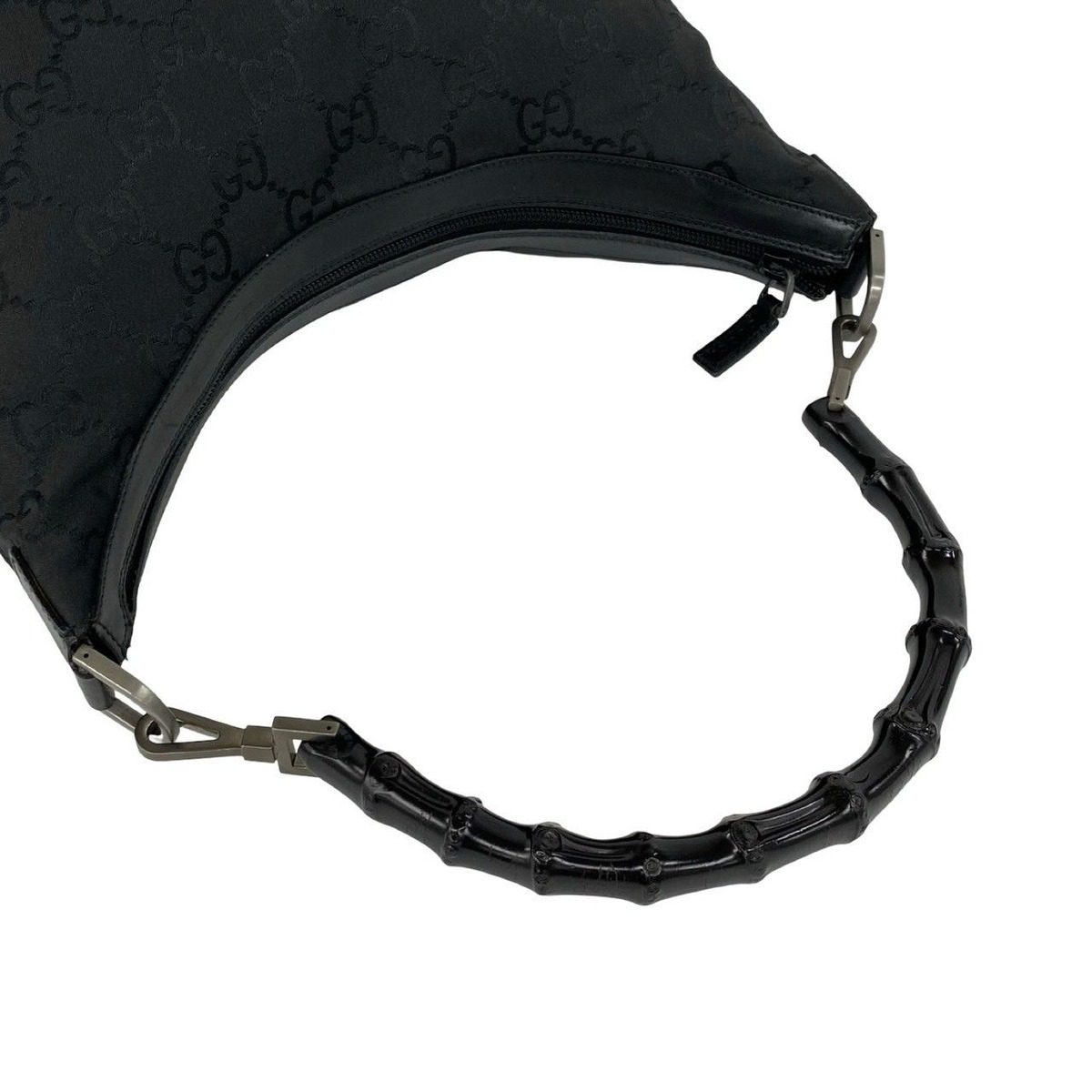 Gucci Bamboo GG Logo Nylon Leather Mini Tote Shoulder Bag Black — view 4