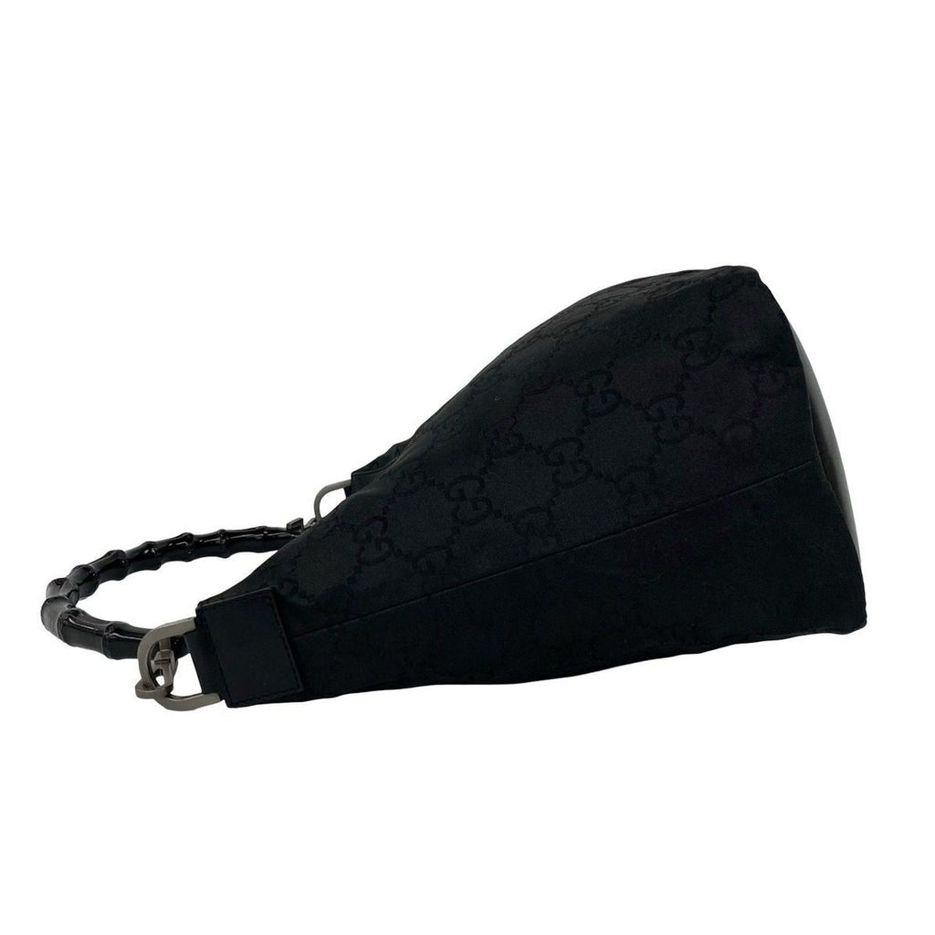 Gucci Bamboo GG Logo Nylon Leather Mini Tote Shoulder Bag Black — view 5