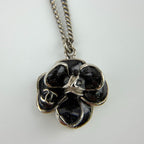 Chanel CC Logo Camellia Necklace Black Vintage — view 2