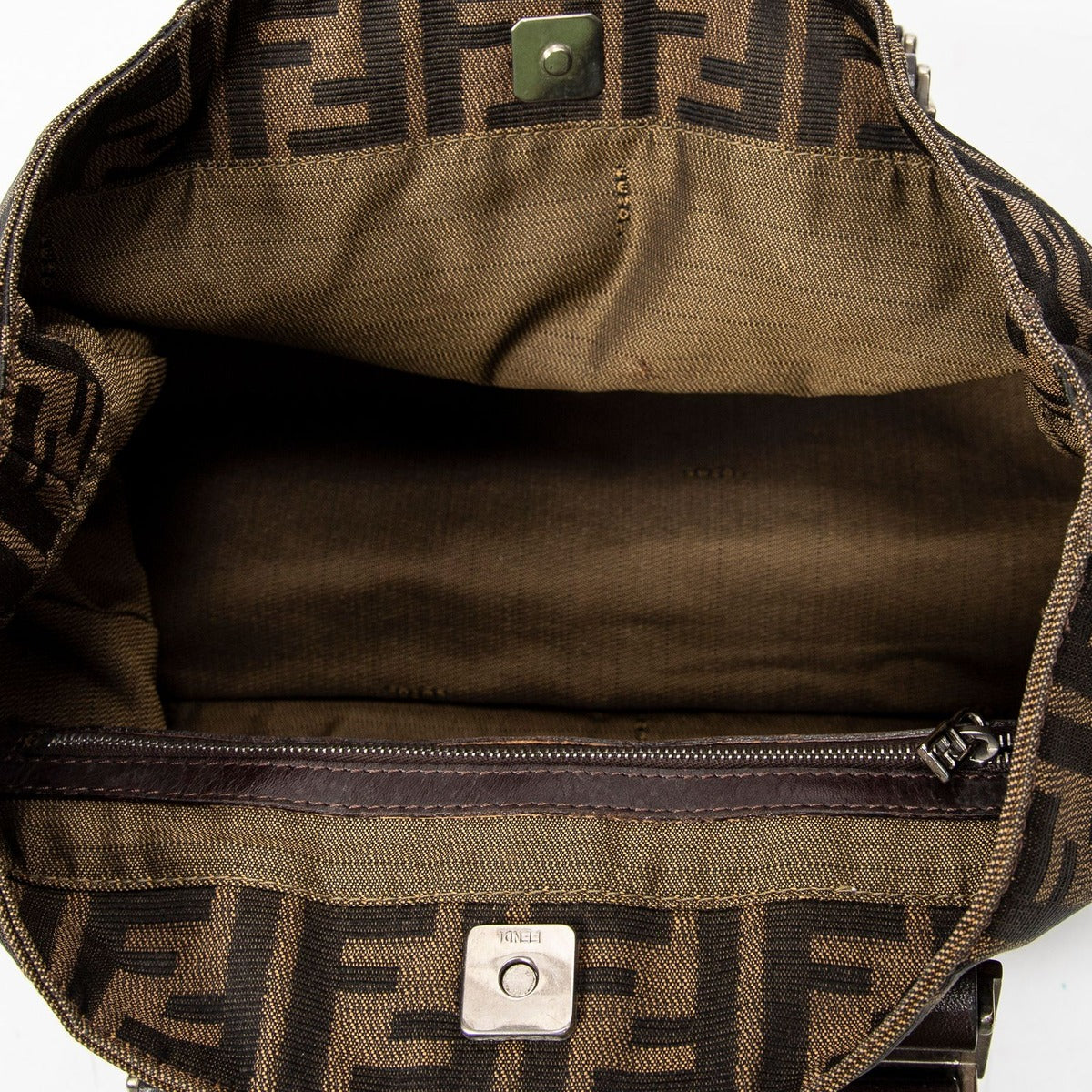 Fendi Small Shopping Tote Brown Zucca Canvas — view 9
