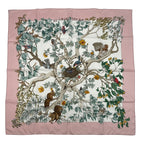 Hermes Carre 90 Scarf AU Coeur Des Bois in the Forest 100% Silk Pink Box — view 2
