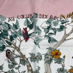 Hermes Carre 90 Scarf AU Coeur Des Bois in the Forest 100% Silk Pink Box — view 7