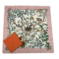 Hermes Carre 90 Scarf AU Coeur Des Bois in the Forest 100% Silk Pink Box