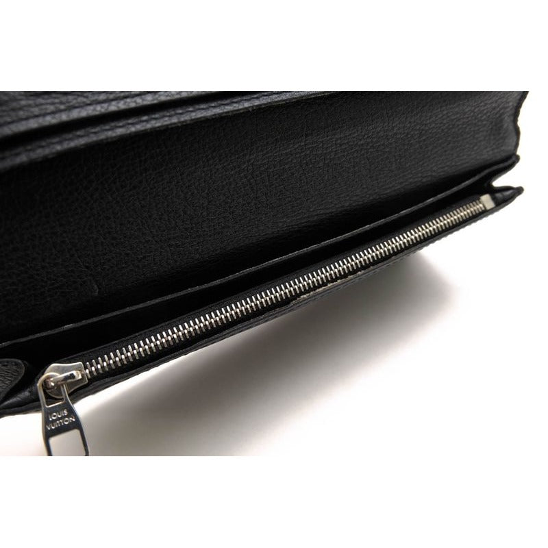 Louis Vuitton Long Wallet Men Leather Black Portefeuille — view 6