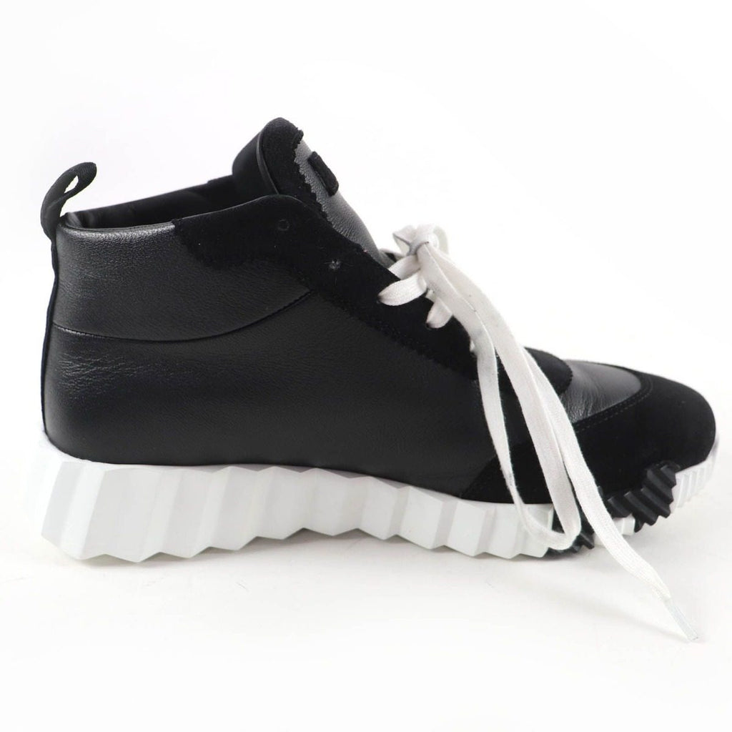 Hermes Hip Hop H Logo Lace Up Leather High Cut Sneakers Black 37 — view 5