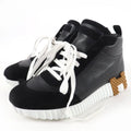 Hermes Hip Hop H Logo Lace Up Leather High Cut Sneakers Black 37
