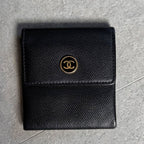 Chanel Coco Button Mark Leather Coin Case Black Gold Hardware Compact — view 4