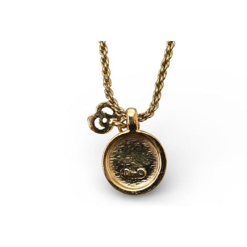 Christian Dior Necklace Vintage Logo Circle Rhinestone — view 5