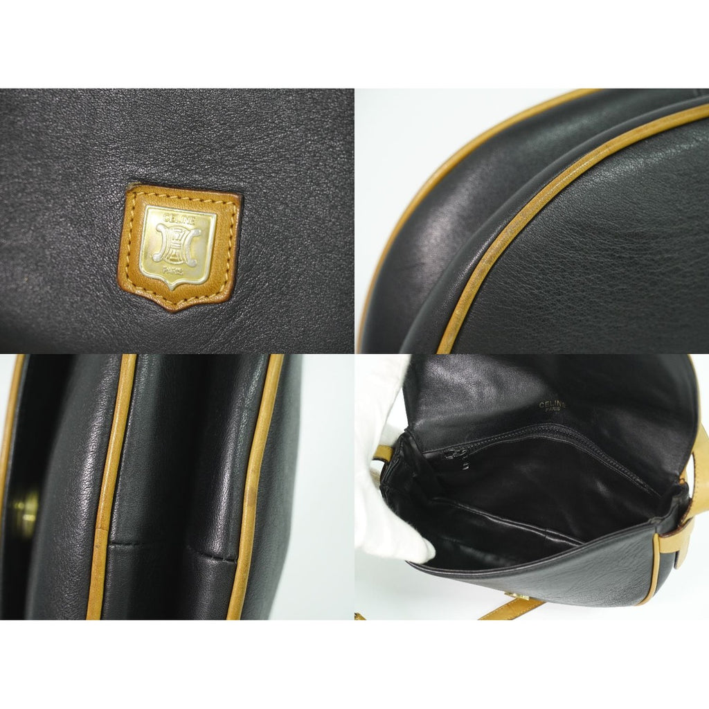Celine Leather Shoulder Bag Pochette Black — view 8