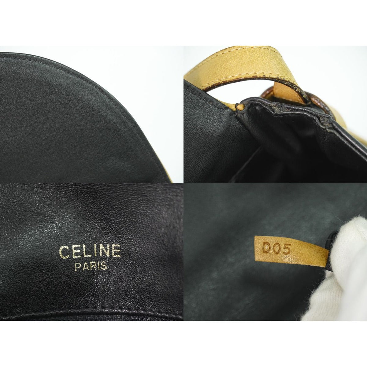 Celine Leather Shoulder Bag Pochette Black — view 9