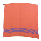 Hermes Cashmere Silk Large Shawl Plume Stitching Scarf Orange Blue