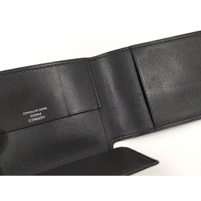 Hermes Clunesey Trifold Card Case Box Calf Black Stamped — view 5