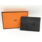 Hermes Clunesey Trifold Card Case Box Calf Black Stamped — view 9