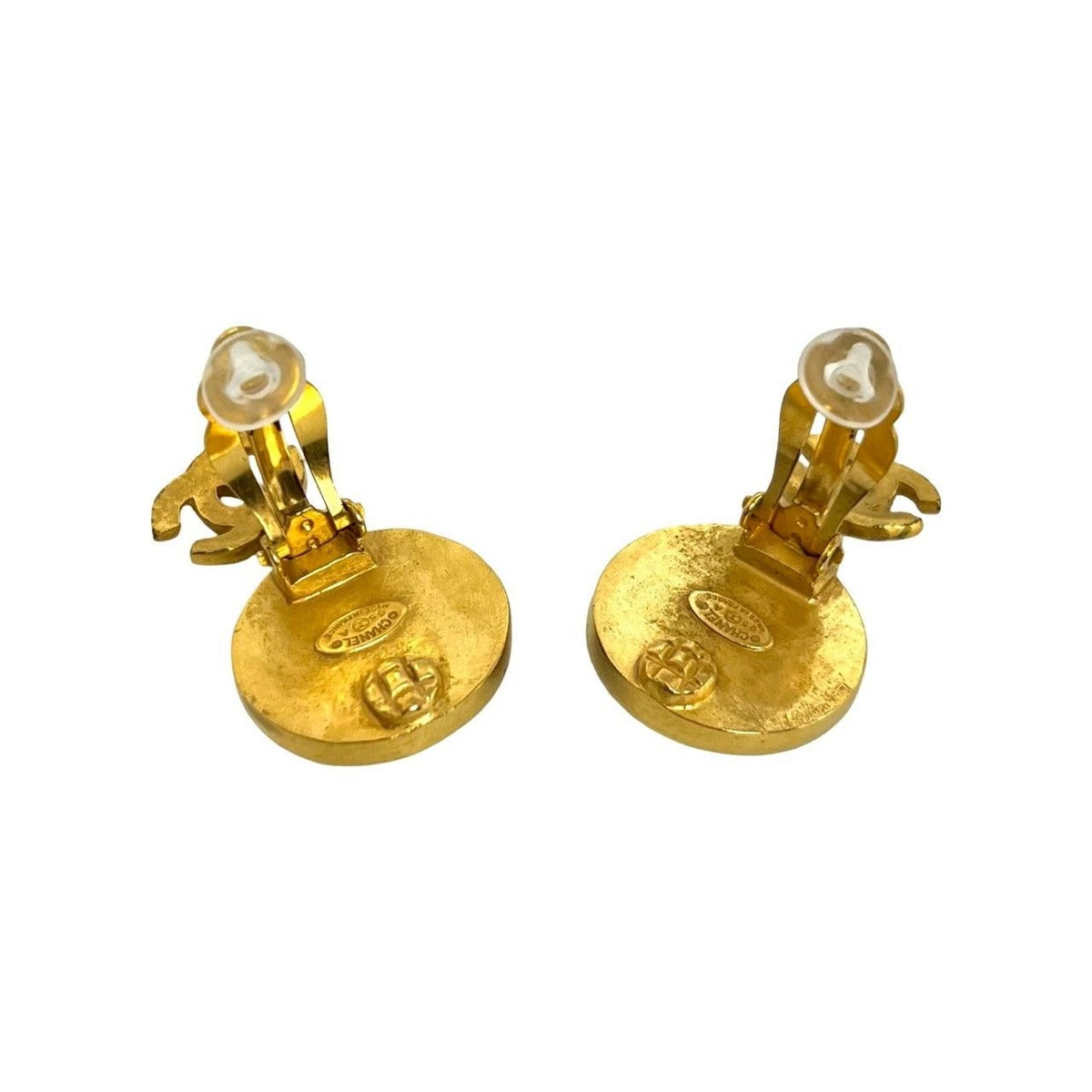 Chanel with Comment CC Logo Marblestone Earrings — view 6