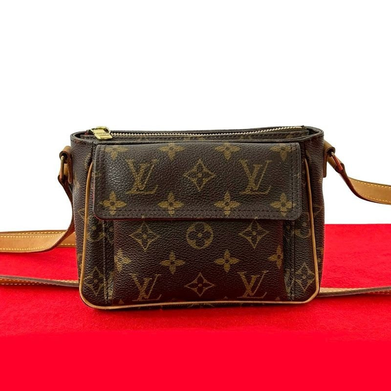 Louis Vuitton PM Monogram Leather Mini Shoulder Bag Pochette Sacoche Brown 76197