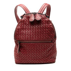 Bottega Veneta Intrecciato Backpack Wine Red Leather