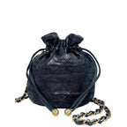 Chanel Drawstring Shoulder Bag Black Gold