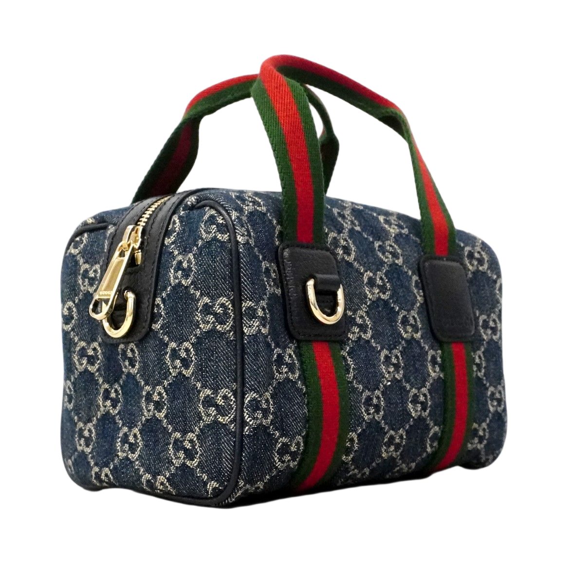 Gucci Handbag Sherry Line Denim Blue Champagne Gold 2-Way — view 2