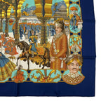 Hermes Carre 90 Silk Scarf Splendeur Des Maharajas Splendor Navy — view 6