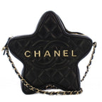 Chanel Cruise Collection Star Quilted Chain Shoulder Bag CC Logo Black KH