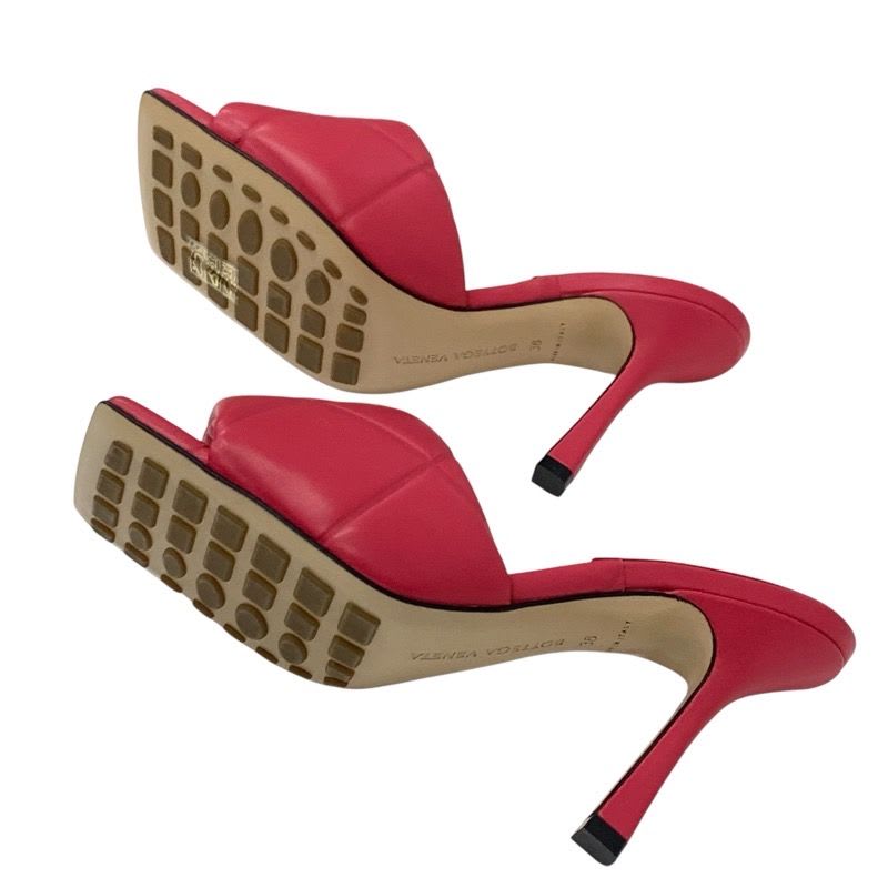 Bottega Veneta Lido Sandals Shoes Leather Pink Intrecciato Mules — view 6
