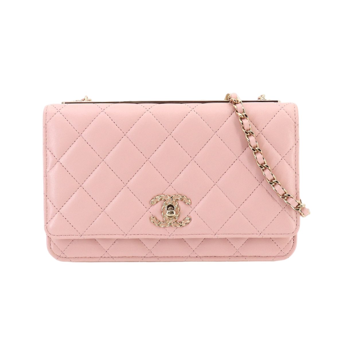 Chanel Trendy CC Chain Wallet Lambskin Pink Gold Shoulder