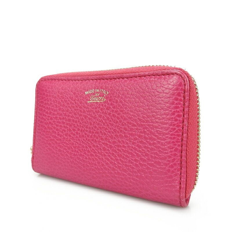 Gucci Round Zipper Coin Case Swing Zippy Zip ZIPP Pink Leather Cute