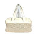 Chanel Handbag CC Coco Logo Leather Canvas Beige