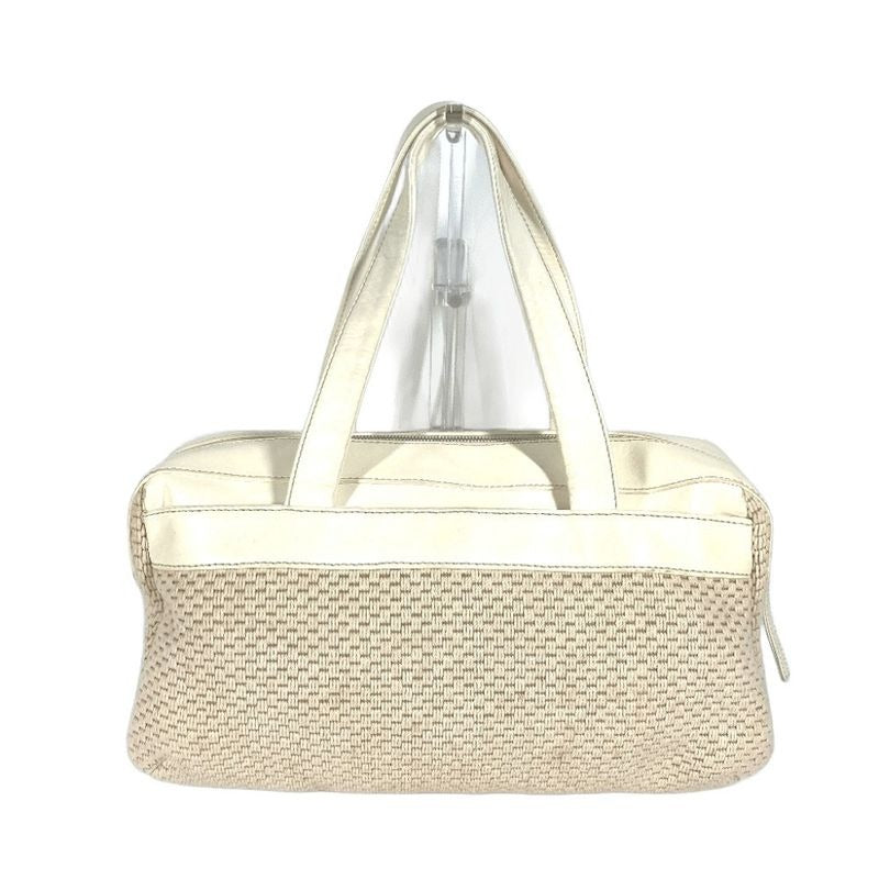 Chanel Handbag CC Coco Logo Leather Canvas Beige