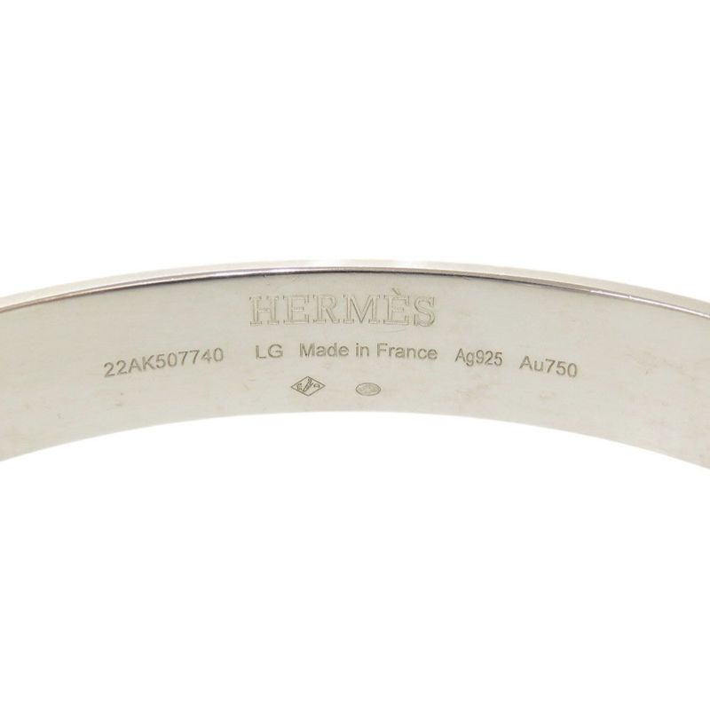 Hermes Clous De H Jonc 2 B Silver 925 18K Pink Gold Bracelet — view 7