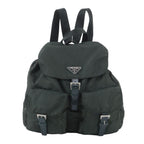 Prada Tessuto Nylon Triangle Logo Leather Backpack