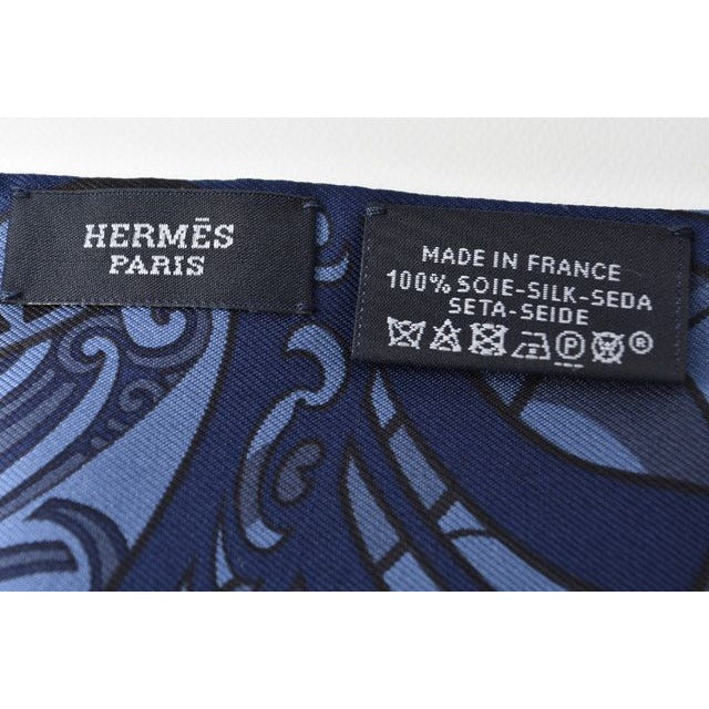 Hermes Scarf Twill Up Blue Marine — view 5