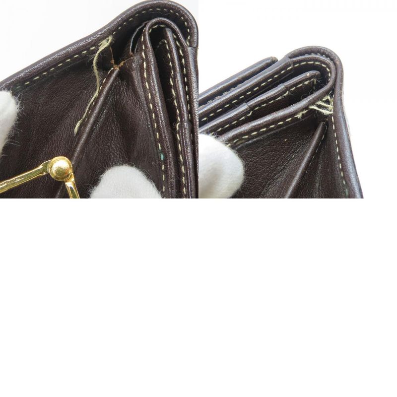 Loewe Trifold Wallet Suede Leather Khaki Brown Gold Hardware Anagram Clasp — view 9