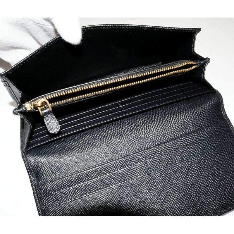 Prada Zipper Long Wallet With Pass Case And Coin Purse In Sapphiano Fiocco Calf — view 4