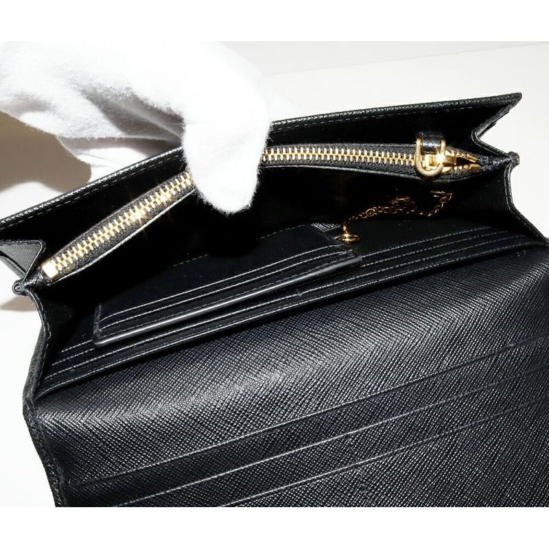 Prada Zipper Long Wallet With Pass Case And Coin Purse In Sapphiano Fiocco Calf — view 5