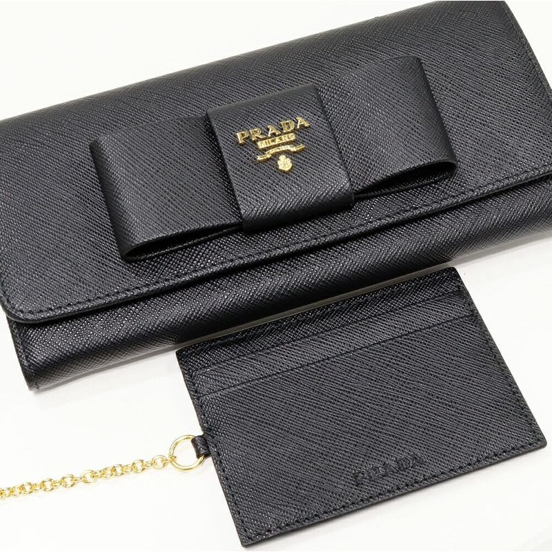 Prada Zipper Long Wallet With Pass Case And Coin Purse In Sapphiano Fiocco Calf — view 6