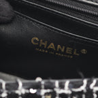 Chanel Shoulder Bag Quilted Top Handle Mini Flap Black White Fabric — view 4
