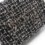 Chanel Shoulder Bag Quilted Top Handle Mini Flap Black White Fabric — view 8