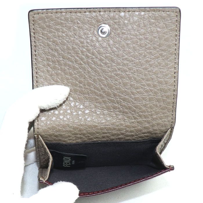 Fendi FF Logo Compact Wallet Trifold Bordeaux 7 M0280 — view 5
