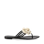 Chanel Coco Mark Camellia Rubber Sandals 35 Black And White — view 4