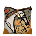 Hermes Shoulder Bag Silky City PM Gray Beige Leather Silk