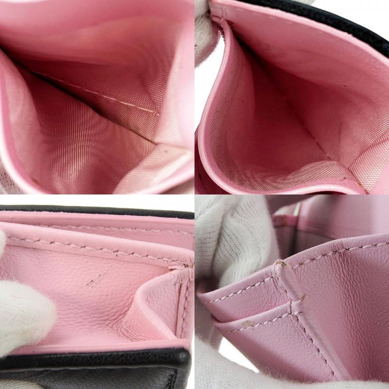 Christian Dior Card Case Cannage Leather Black Pink Business Holder Small — view 9