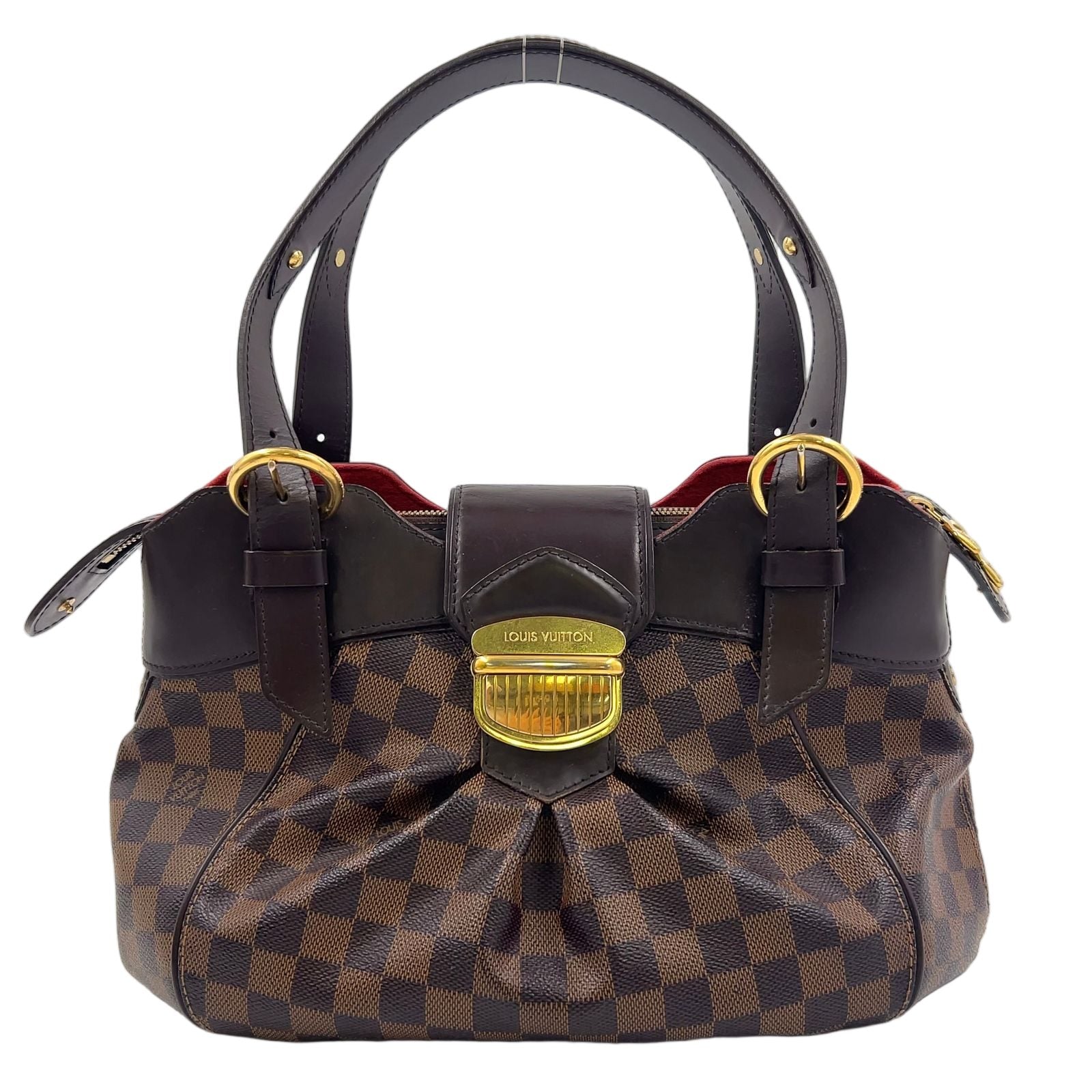 Louis Vuitton Sistine PM Damier Ebene Leather Brown Handbag Gold